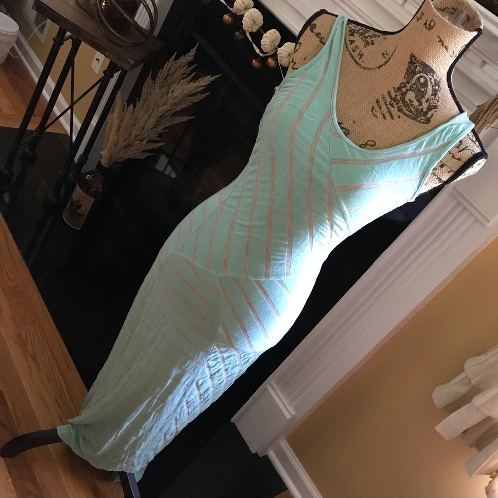 Charlotte Russe Mint Green Striped Maxi Dress